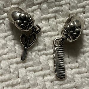 2 Pandora Charms - Scissors and comb